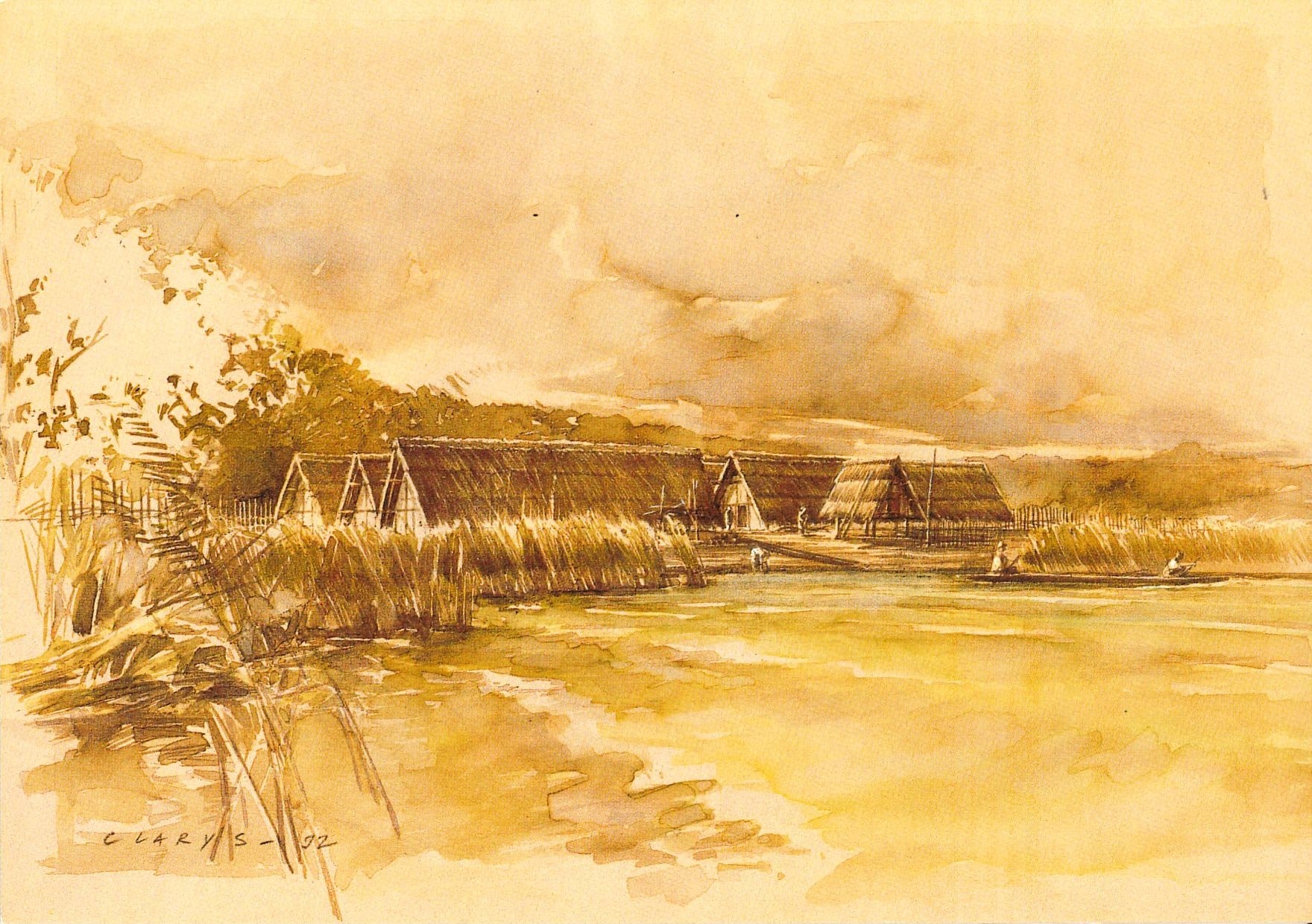 Carte postale village néolithique