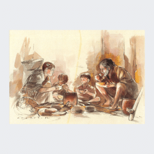 Carte postale Repas familial